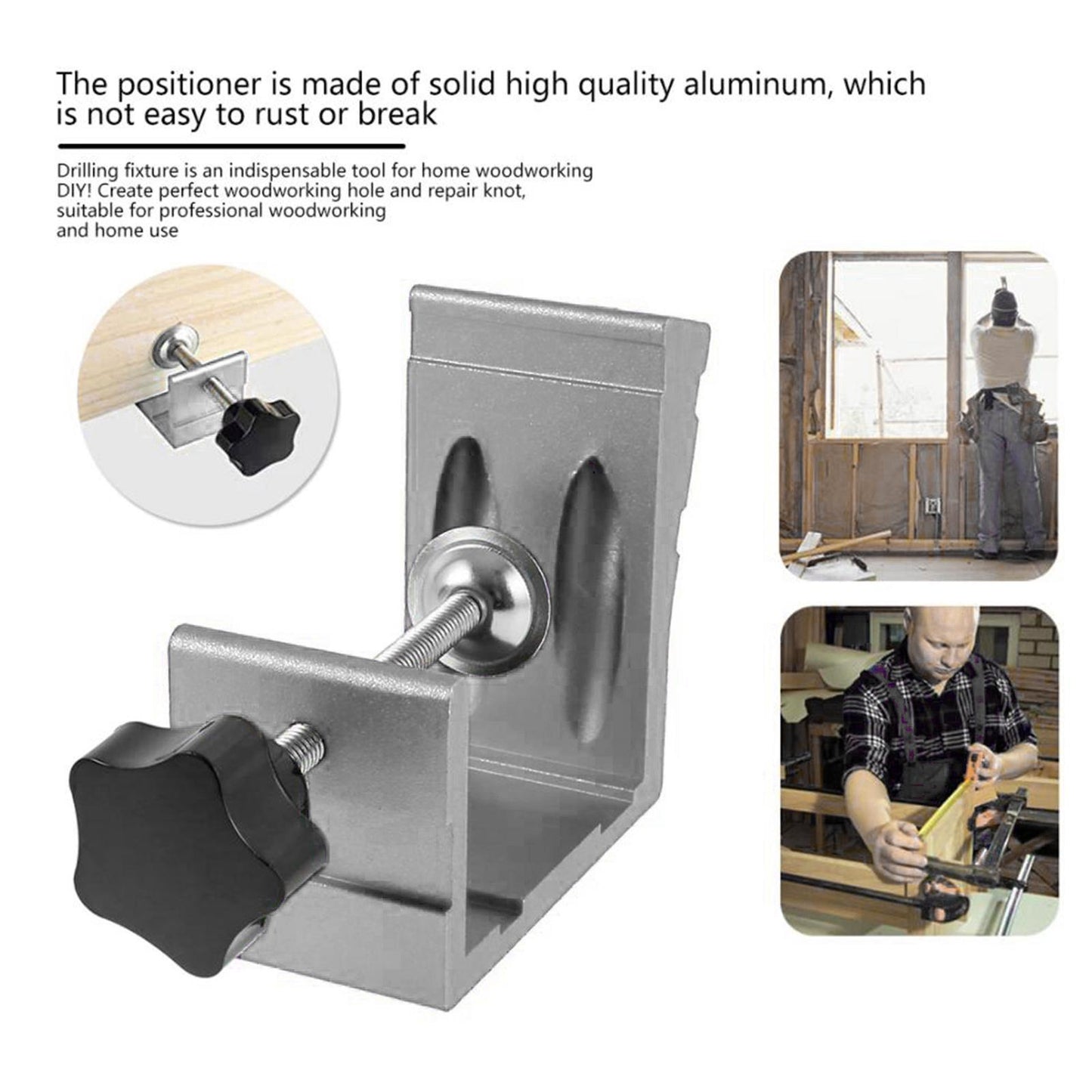 Pocket Hole Jig Kit Oblique Drill Joinery Screw Kit Tool Locator Silver