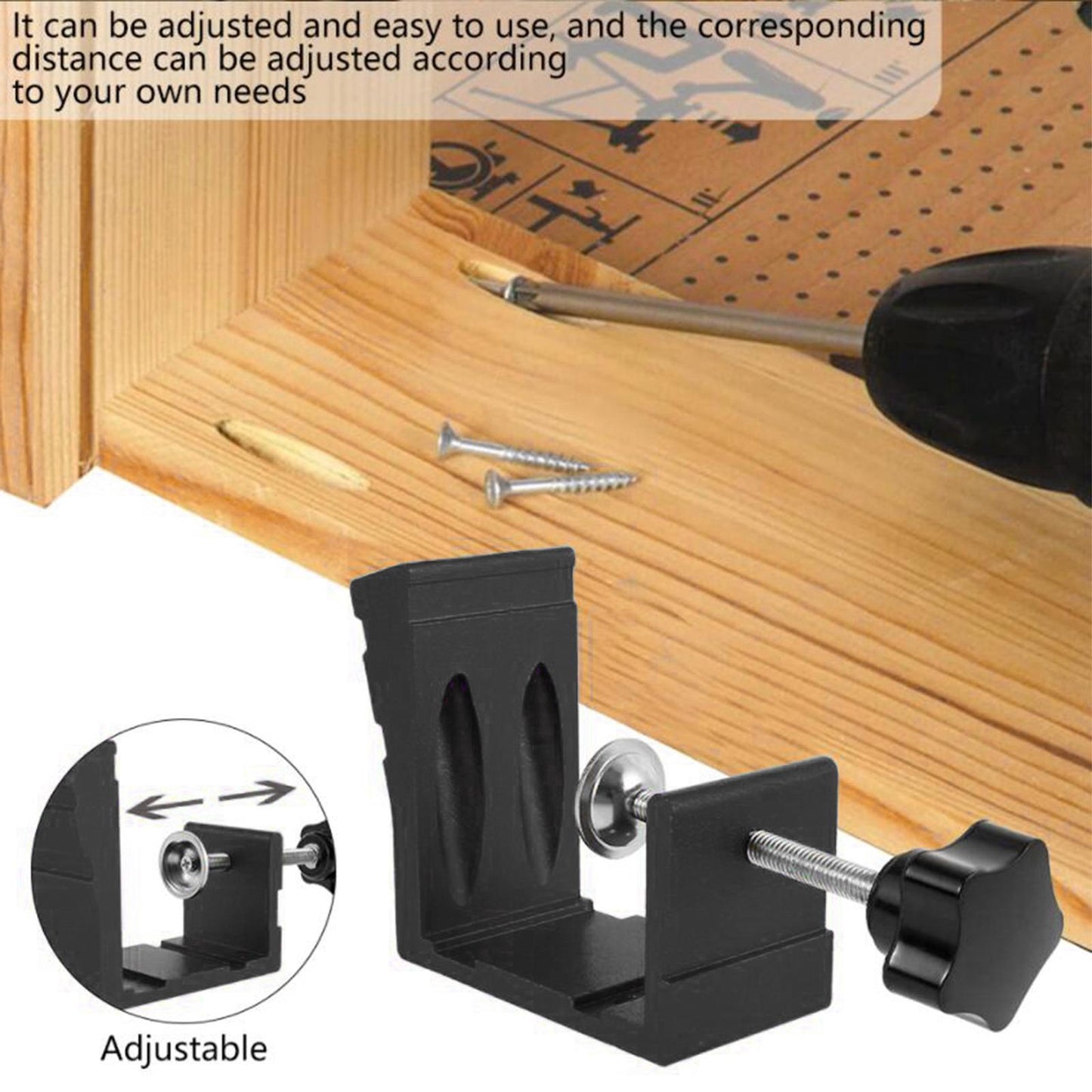 Pocket Hole Jig Kit Oblique Drill Joinery Screw Kit Tool Locator Black