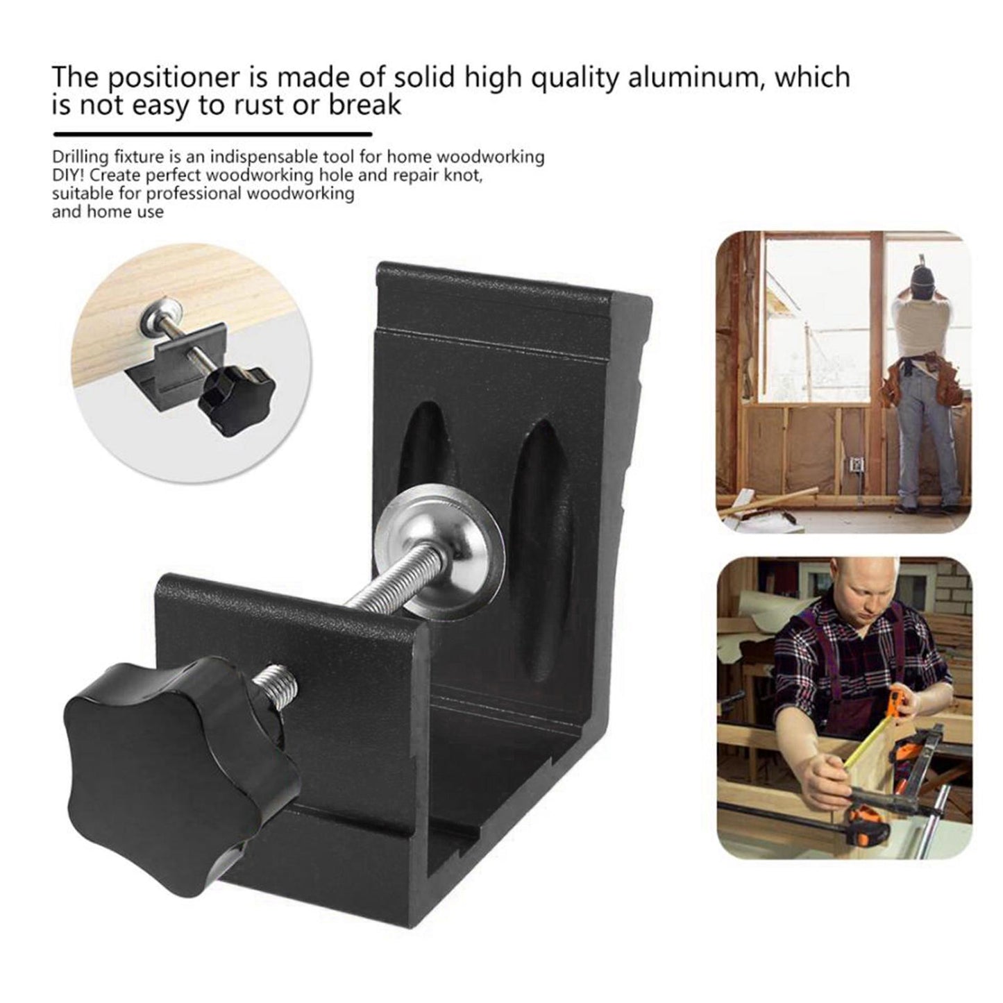 Pocket Hole Jig Kit Oblique Drill Joinery Screw Kit Tool Locator Black