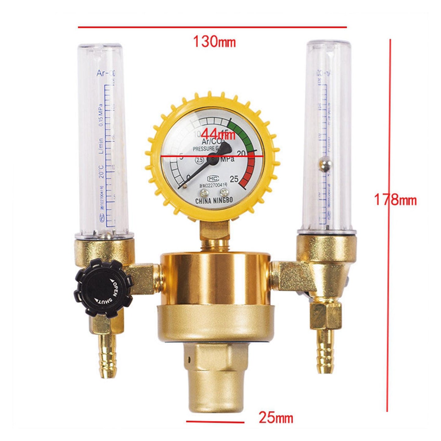 Pro Argon CO2 Gas Regulator Control Valve Double Tube Welding Accessories