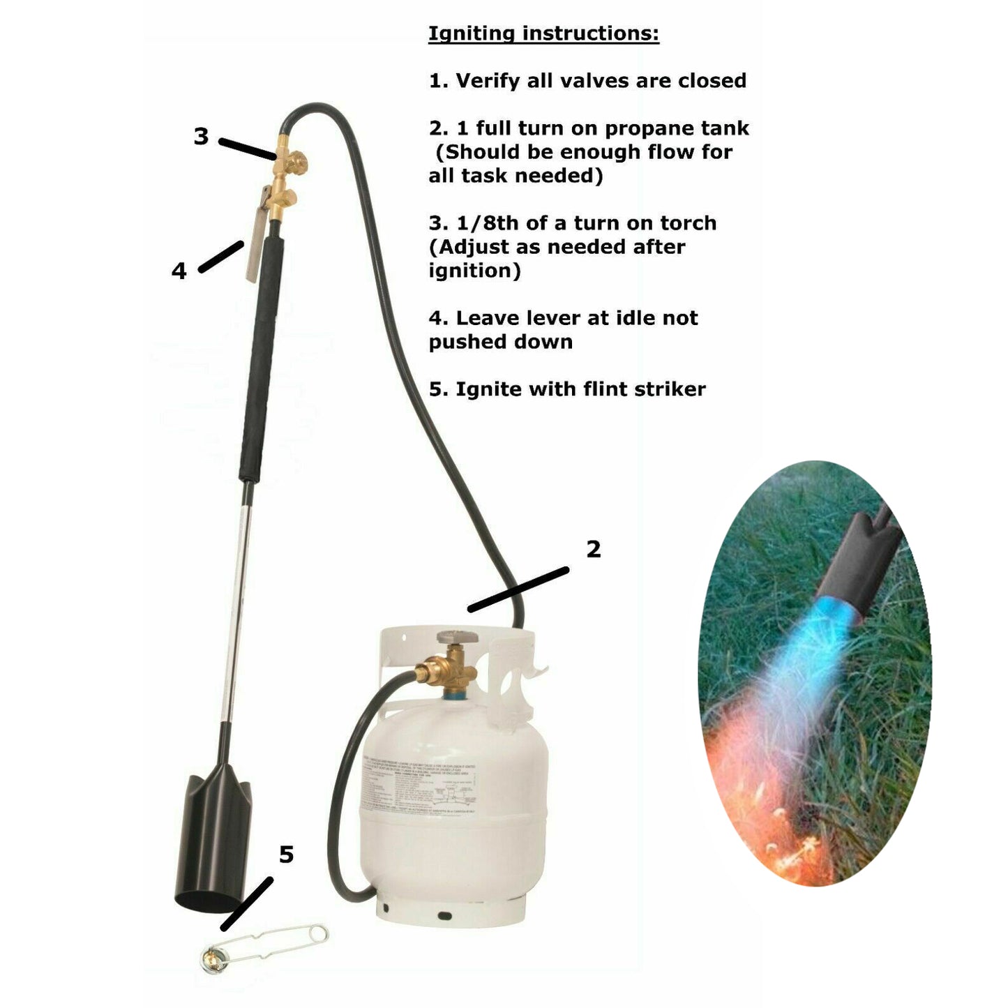 Weed Burner Propane Self Igniting for Garden Outdoor Ice Snow Melter Patio