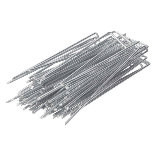 Heavy Duty Anti Rust 50 Packs Galvanised Steel Garden Stakes Ground Anchor silver