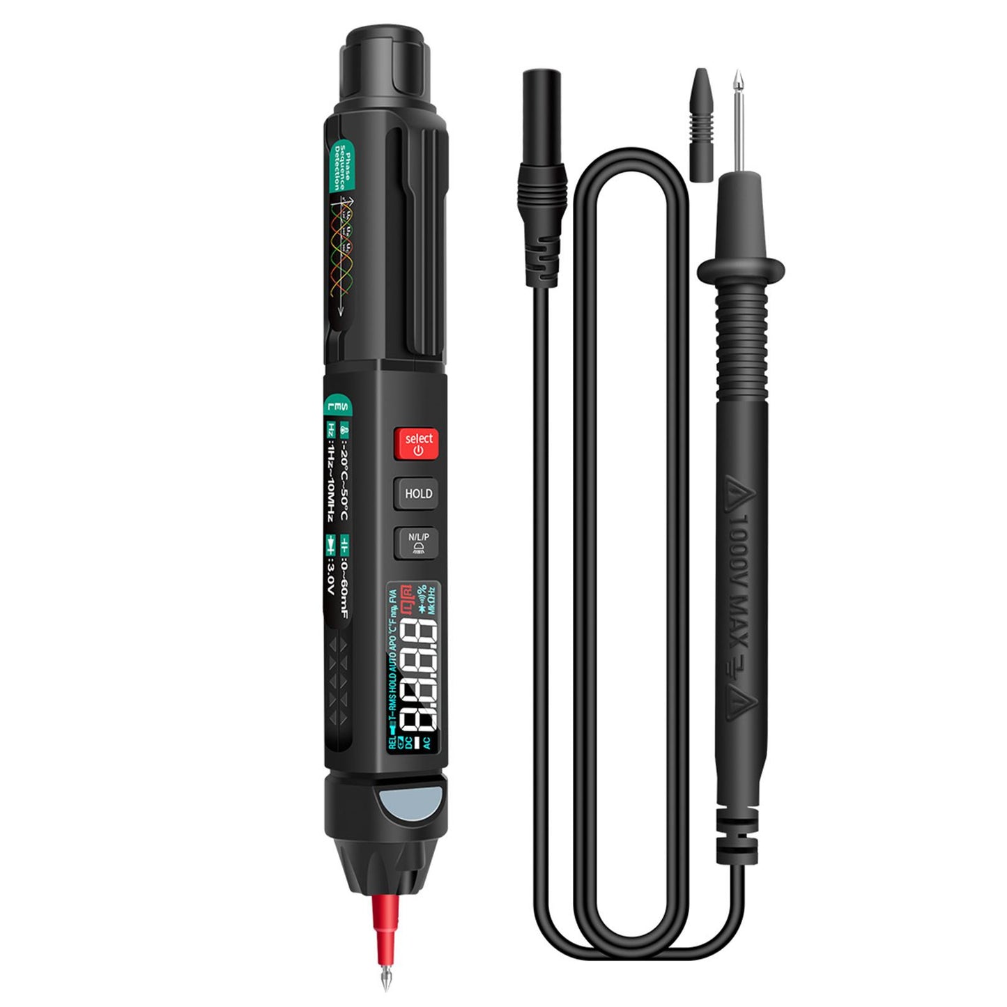 Multimeter Tester 6000 Counts AC/DC Voltage Meter Pen A3008 with Tools Kit