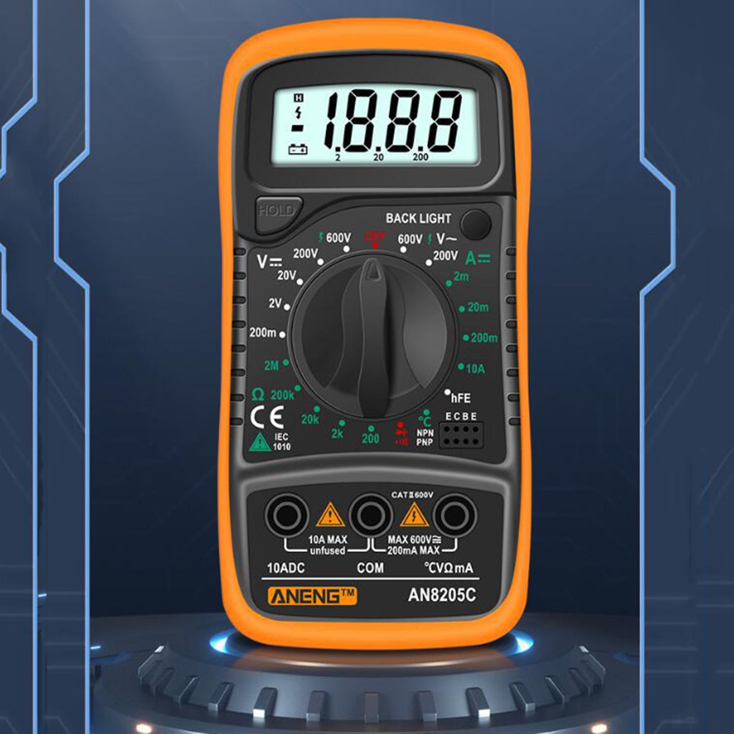 Digital Multimeter Electric Testers Ohmmeter Capacitance Meter Yellow
