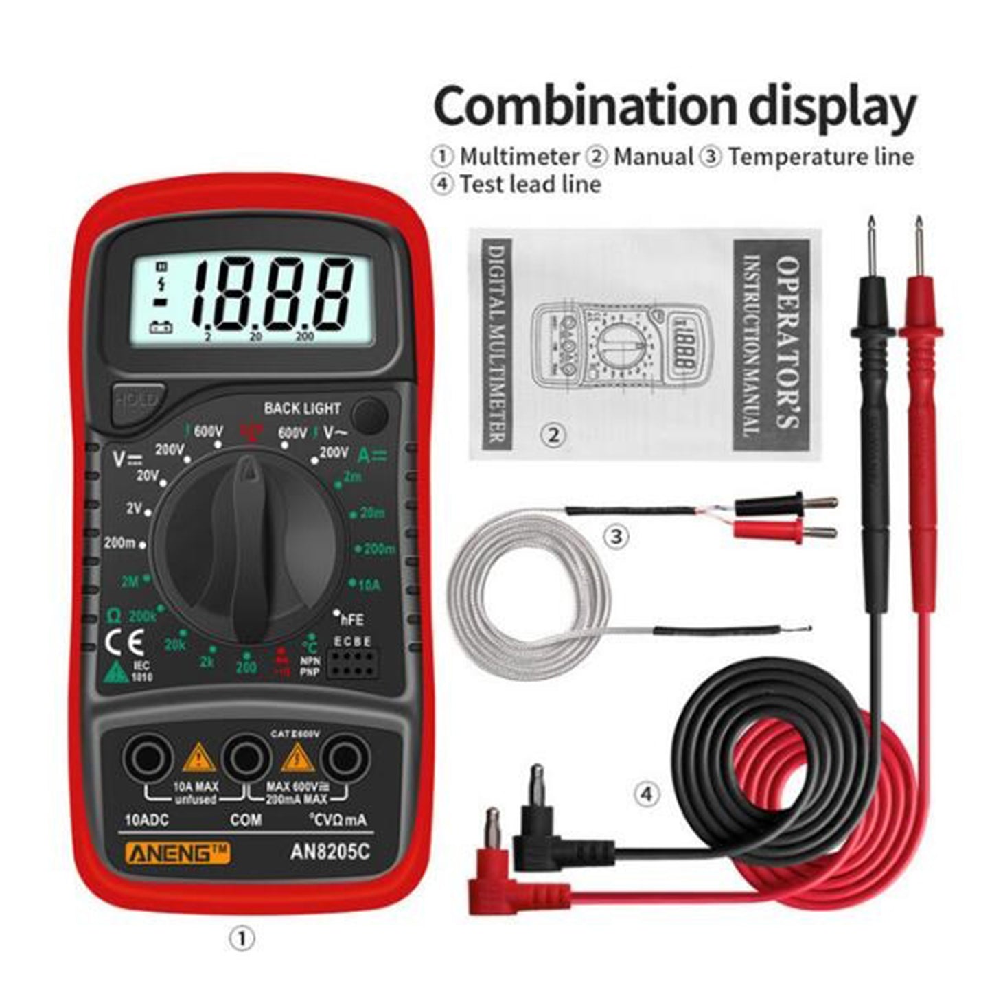 Digital Multimeter Electric Testers Ohmmeter Capacitance Meter Red