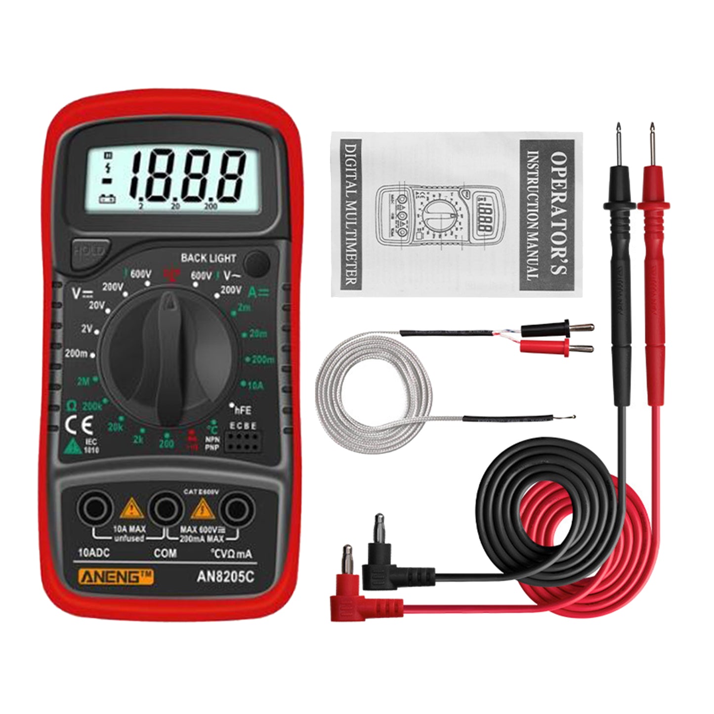 Digital Multimeter Electric Testers Ohmmeter Capacitance Meter Red