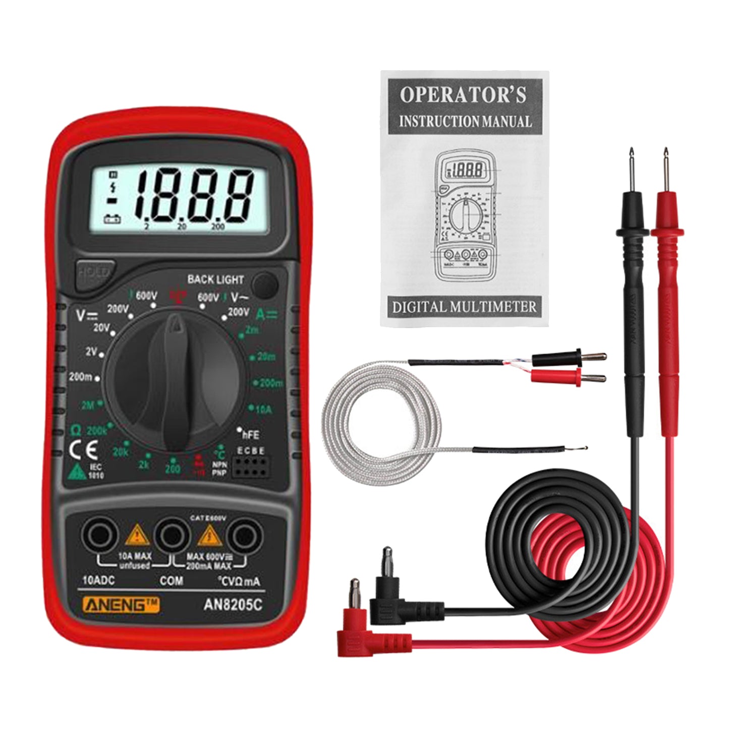 Digital Multimeter Electric Testers Ohmmeter Capacitance Meter Red