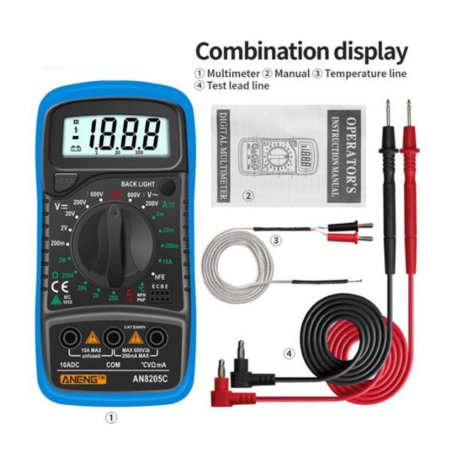 Digital Multimeter Electric Testers Ohmmeter Capacitance Meter Blue