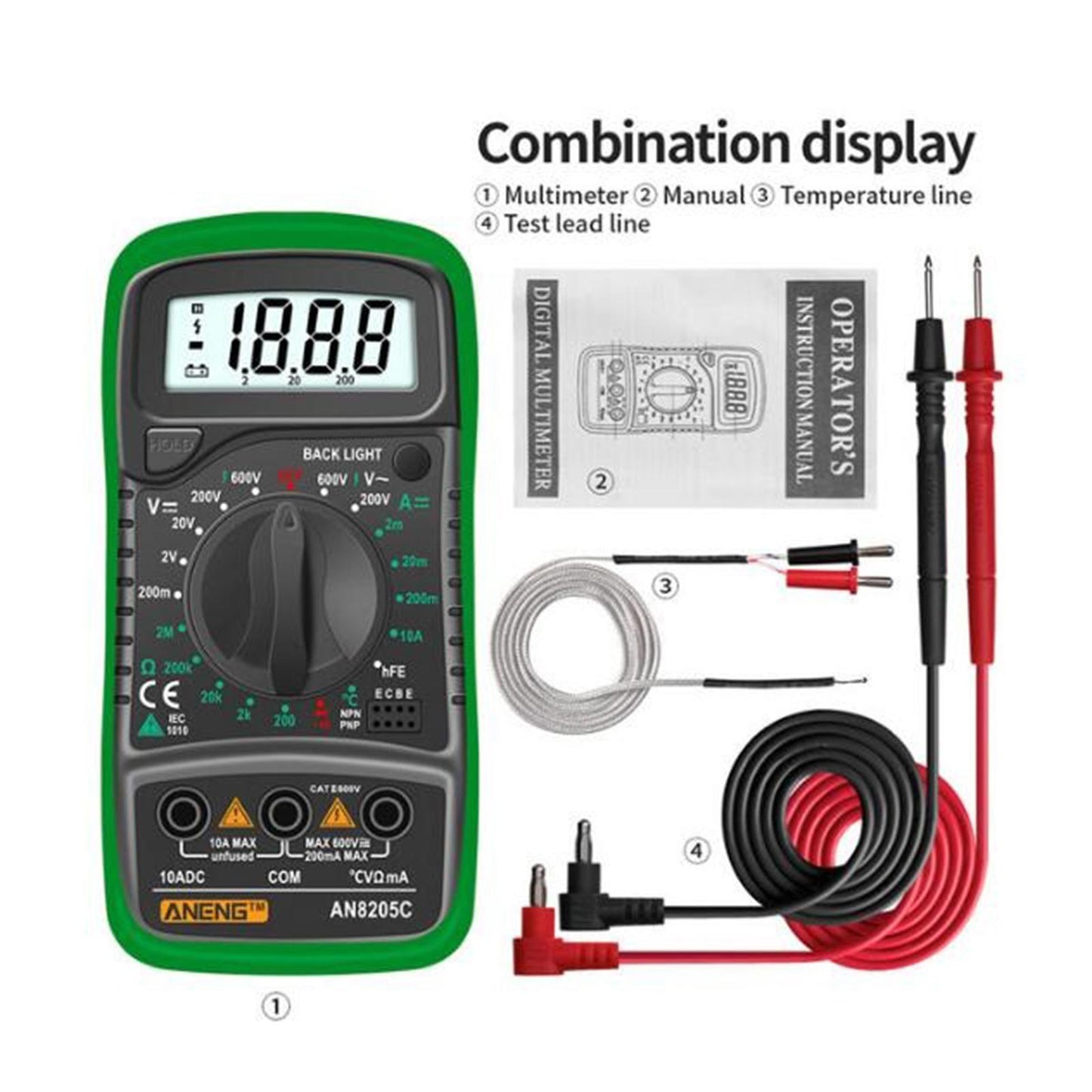 Digital Multimeter Electric Testers Ohmmeter Capacitance Meter Green