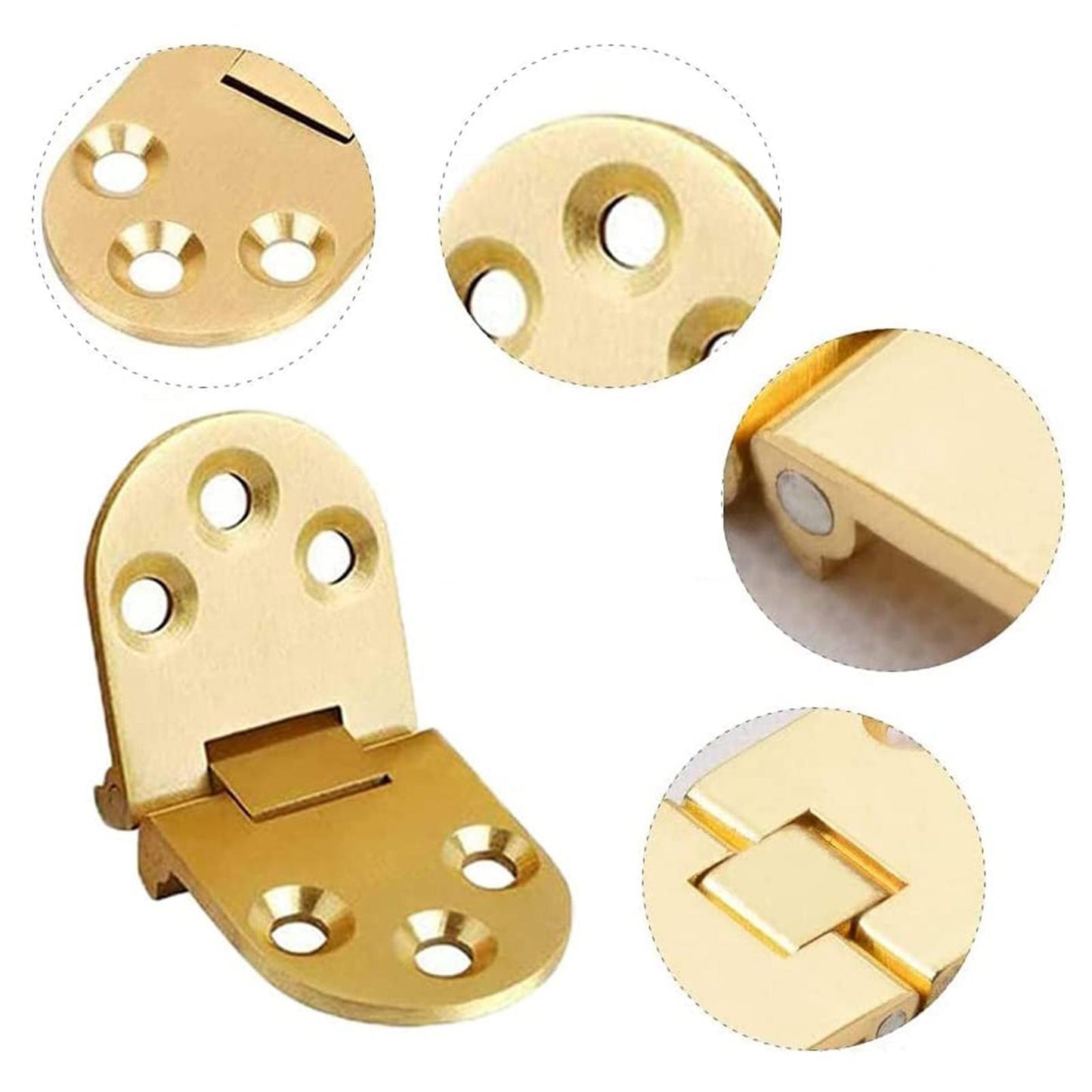 4Pcs Stainless Metal Furniture Hinges 180 Degree Rotation Golden