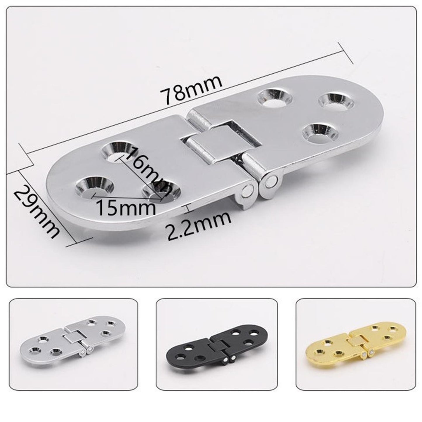 4Pcs Stainless Metal Furniture Hinges 180 Degree Rotation Silver