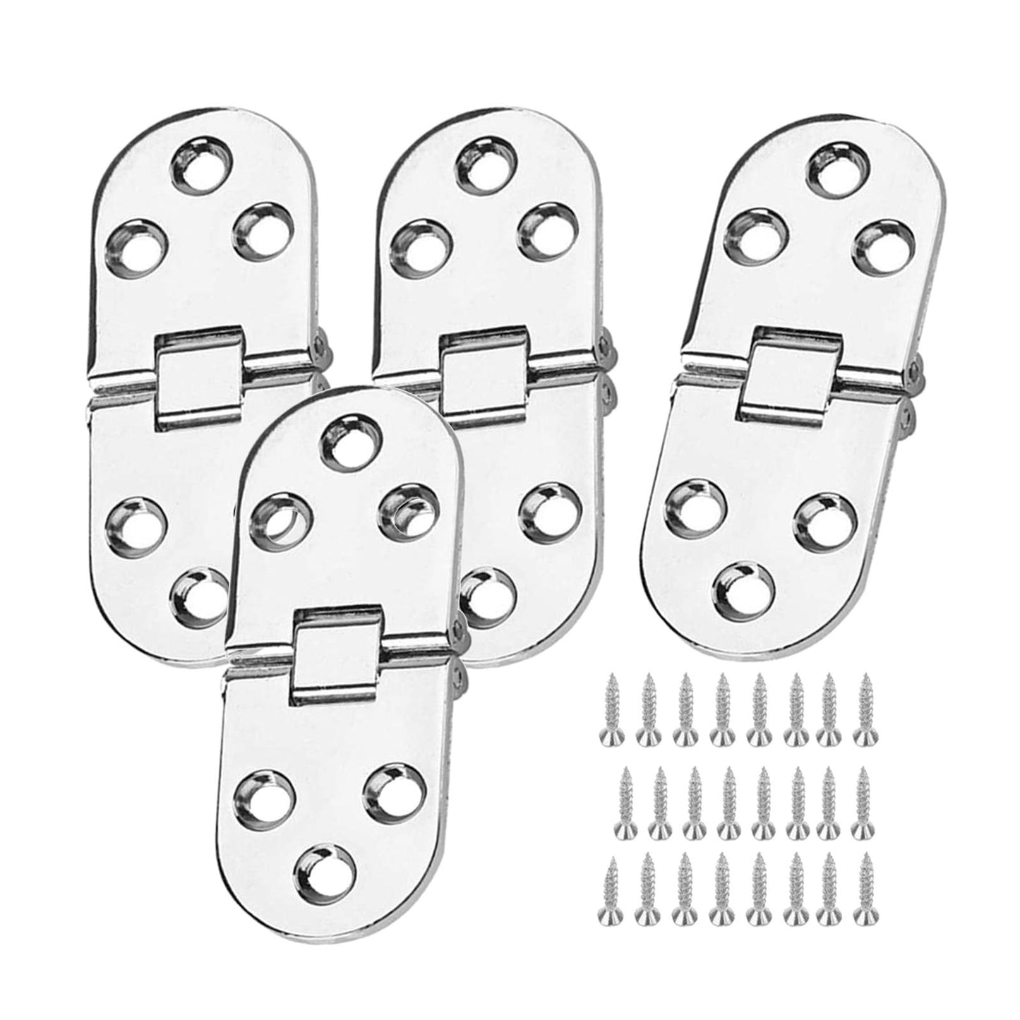 4Pcs Stainless Metal Furniture Hinges 180 Degree Rotation Silver