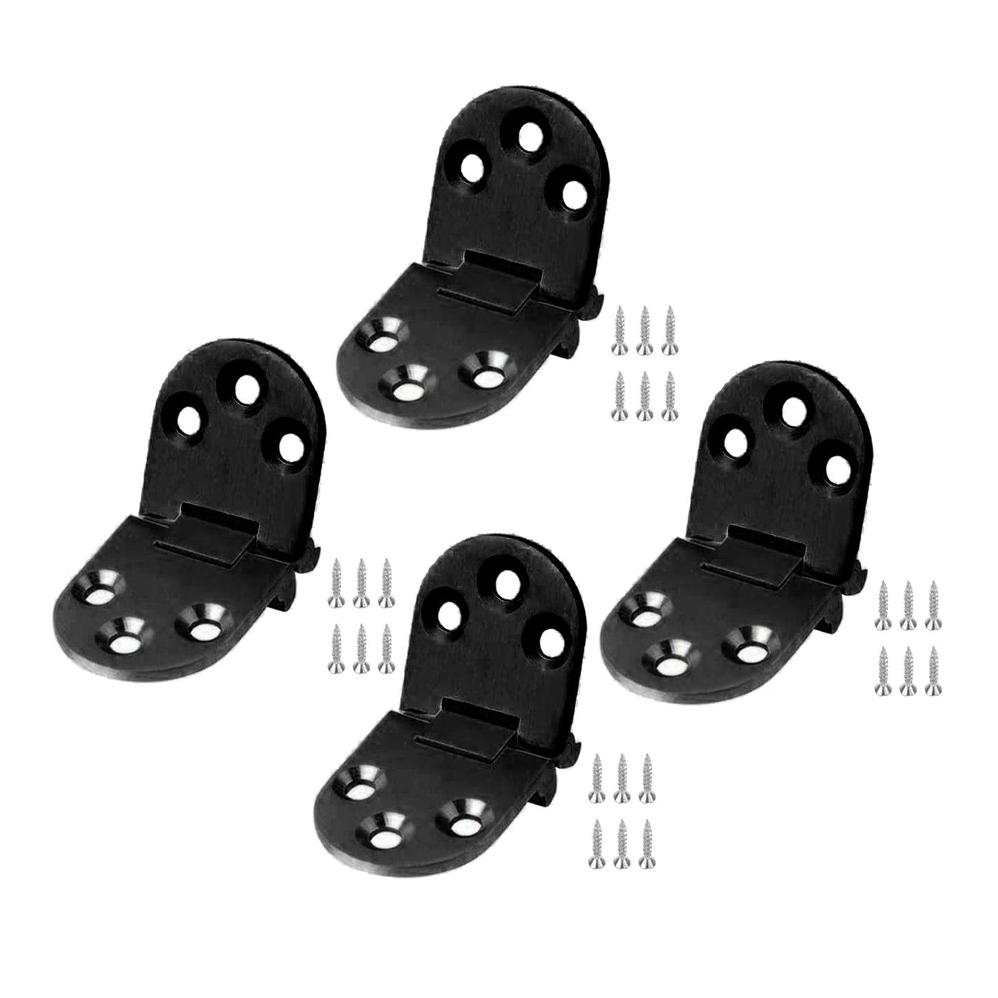 4Pcs Stainless Metal Furniture Hinges 180 Degree Rotation Black