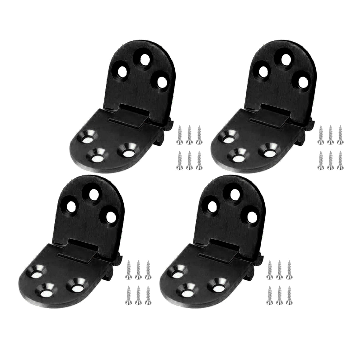 4Pcs Stainless Metal Furniture Hinges 180 Degree Rotation Black