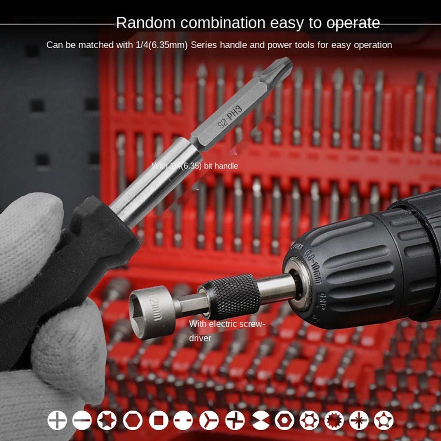 208pcs CRV Screwdriver Bits Kit Alloy Repairing Tools with Storage Box