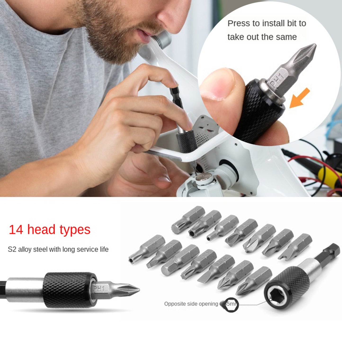 208pcs CRV Screwdriver Bits Kit Alloy Repairing Tools with Storage Box