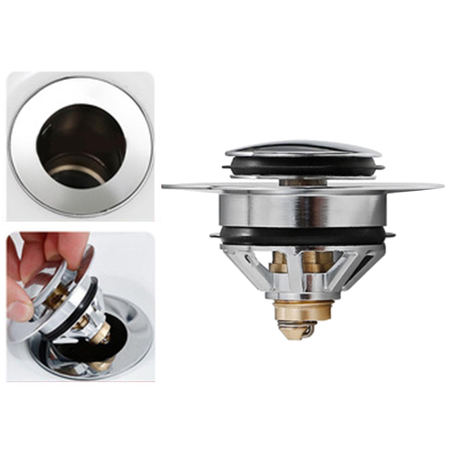 Universal Wash Basin Bounce Drain Filter Vanity Sink Bathtub Plug Bathroom 42 to 45mm Silver 3