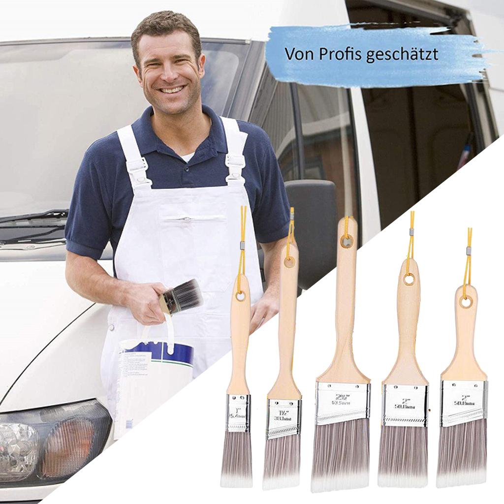 Wooden Handle Paint Brush Wall Painting Bristle Brushes 5pcs