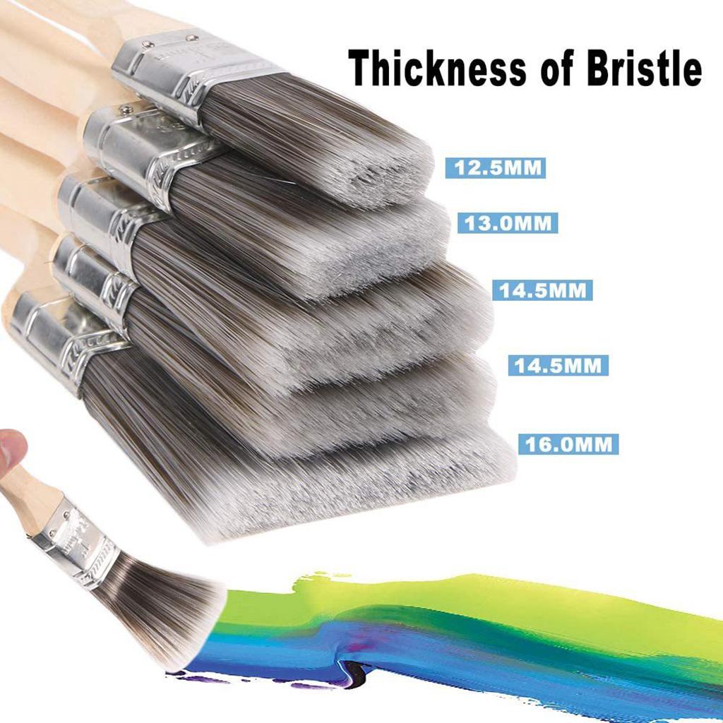 Wooden Handle Paint Brush Cabinets Wall Painting Bristle Brushes 5pcs