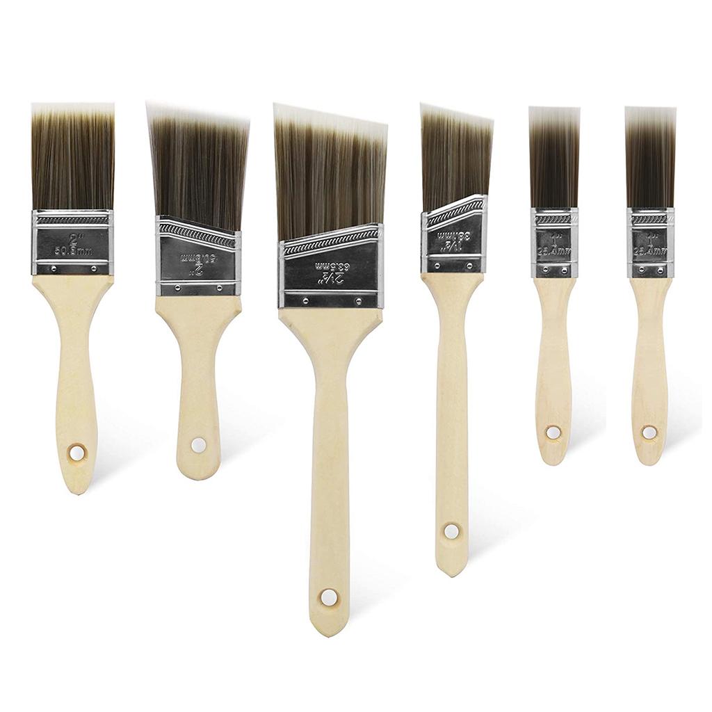 Wooden Handle Paint Brush Cabinets Wall Painting Bristle Brushes 6pcs