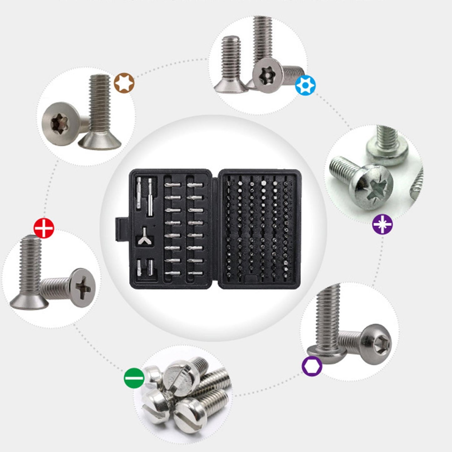 Magnetic Screwdriver Bit Kit Security Bit 1/4 Pro Ended Tools Box Bit Holder 100pcs