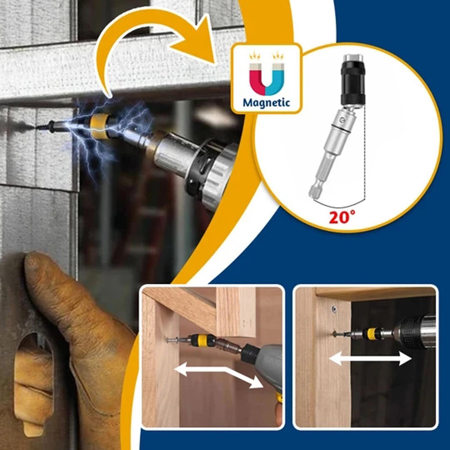 Magnetic Screw Drill Tip Pivoting Quick Release Drill Bit Holder Extension