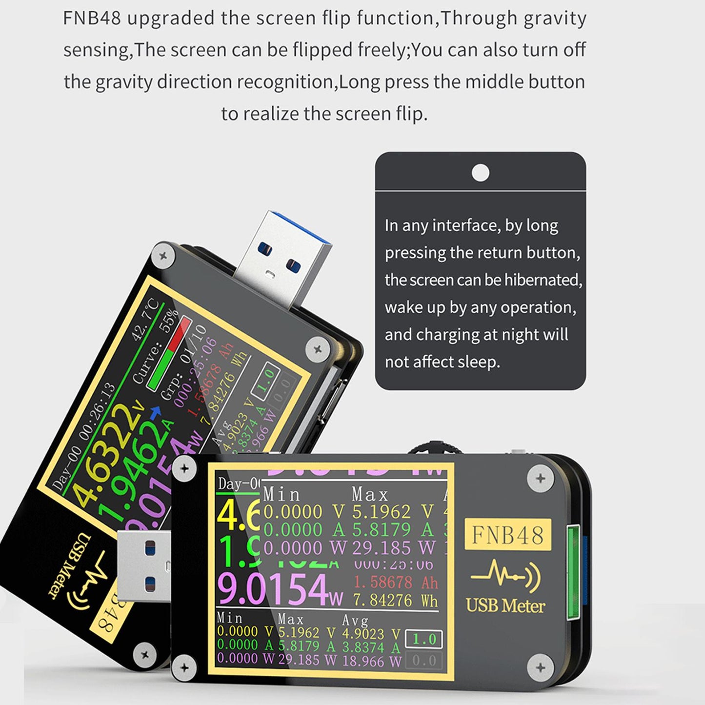 USB Multimeter USB Power Meter Fast Charge Tester Protocol Capacity Test without bluetooth