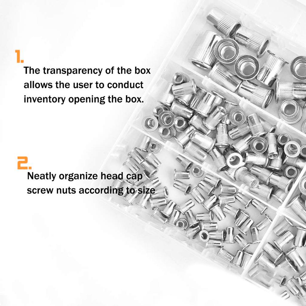 205xStainless Steel Rivet Nut Tool Flat Head Thread Rivet Nutsert Assort Nut