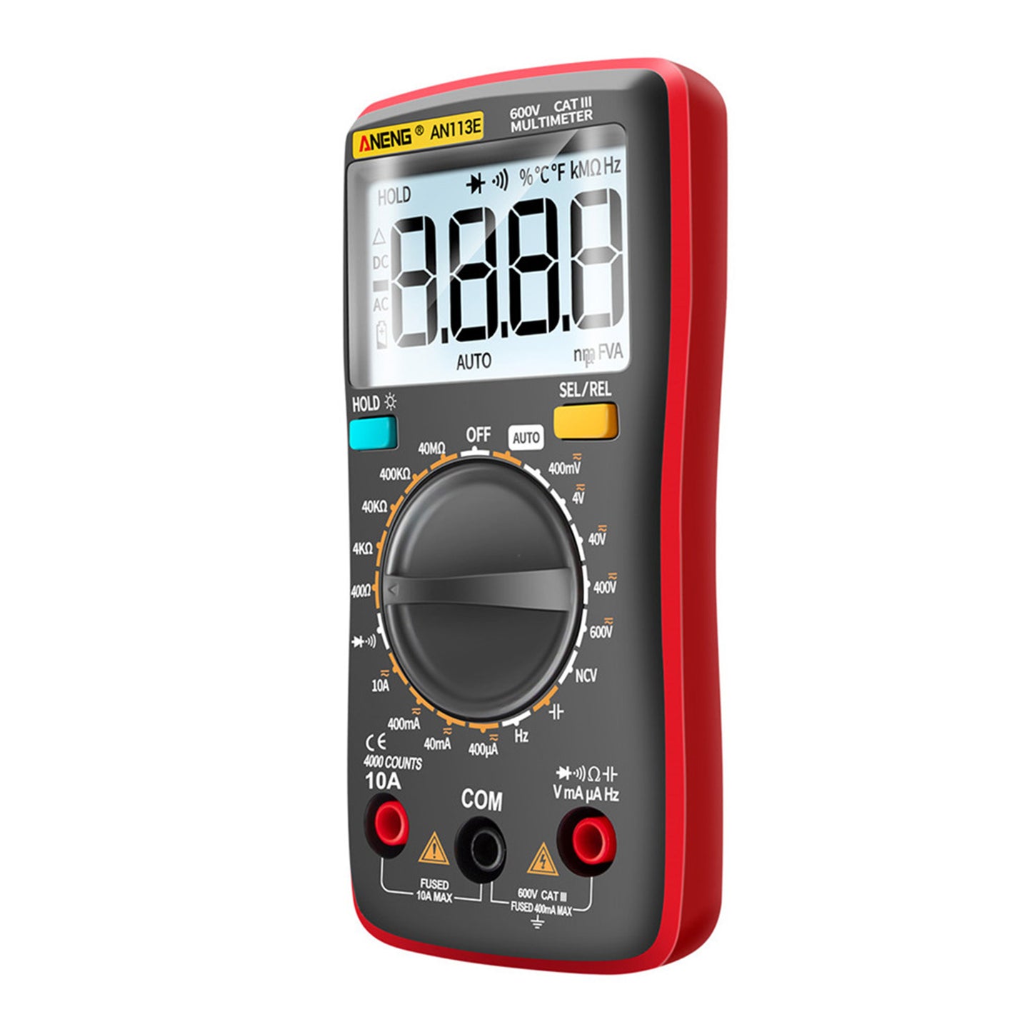 Digital Multimeter Current Resistance AC DC 0-600V Volt Circuit Tester Red