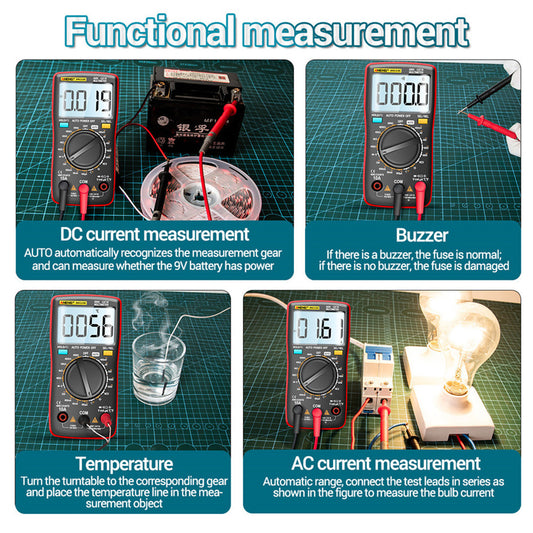 LCD Backlit Digital Multimeter Voltmeter Real-Time Volt Meter Red