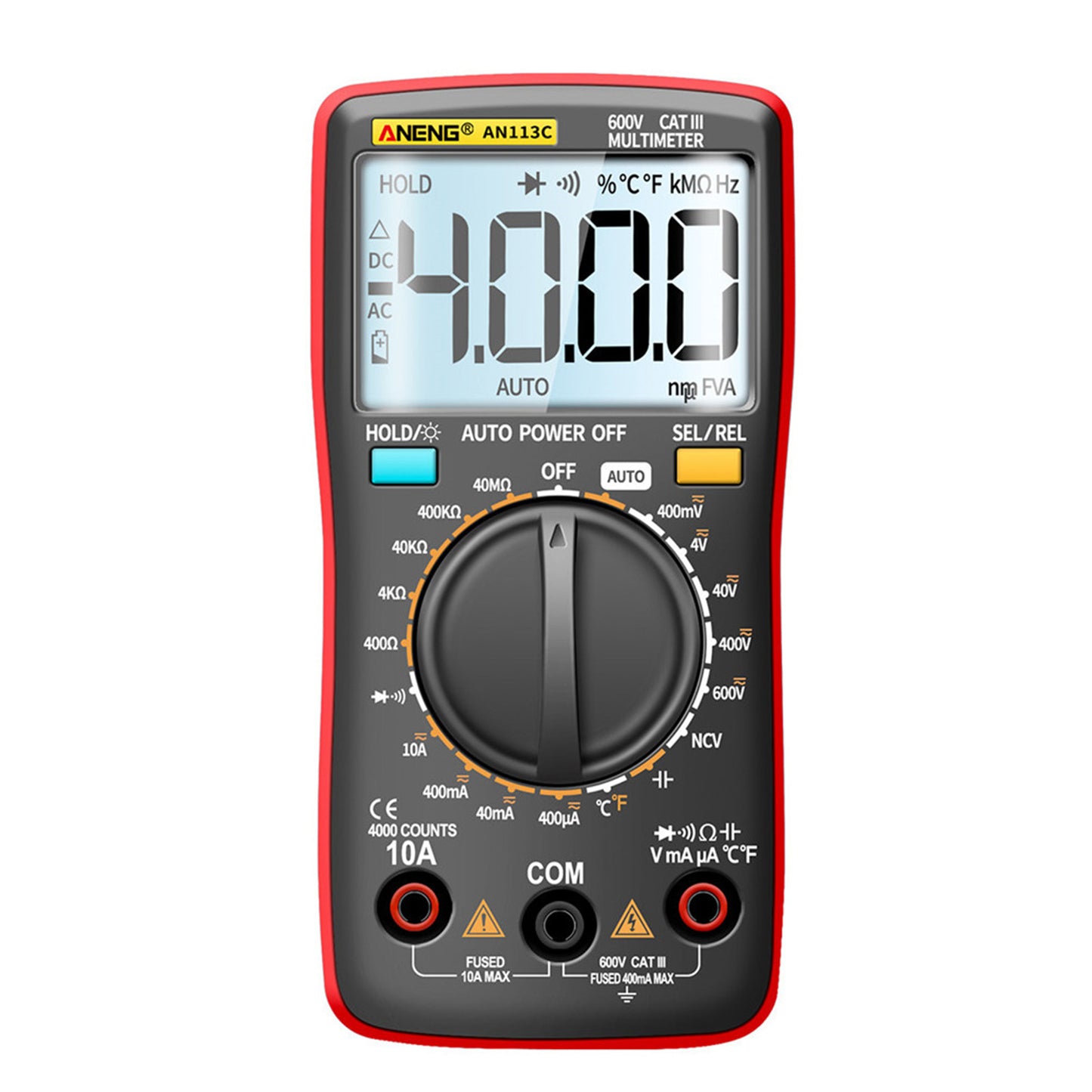 LCD Backlit Digital Multimeter Voltmeter Real-Time Volt Meter Red