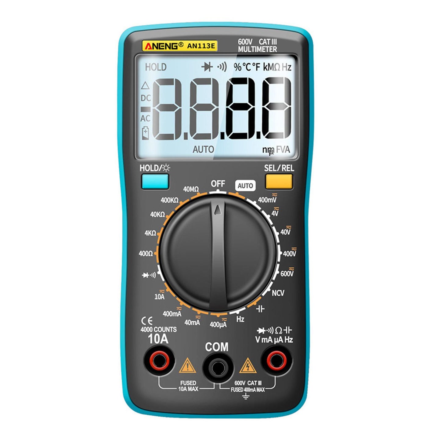 Digital Multimeter Current Resistance AC DC 0-600V Volt Circuit Tester Blue