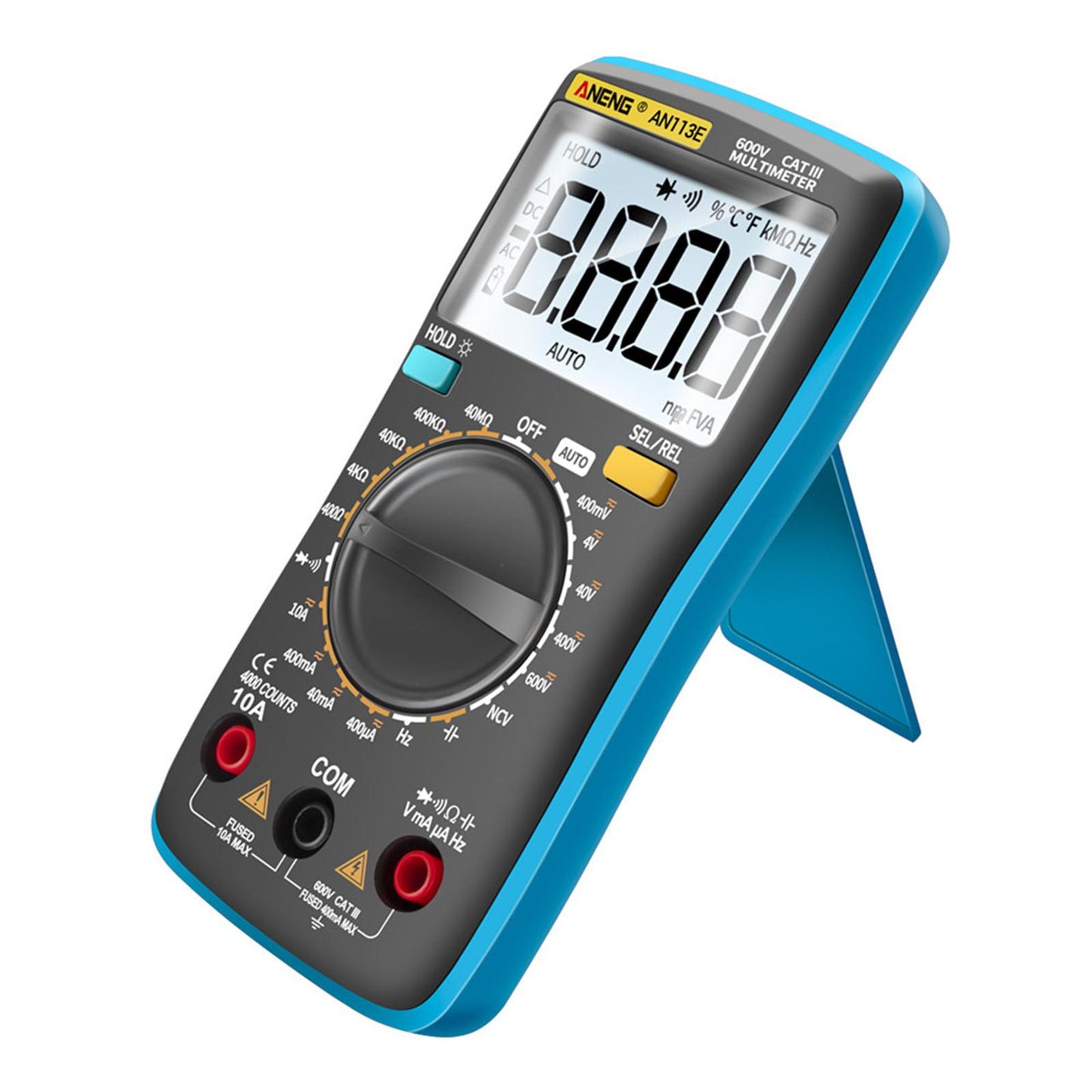 Digital Multimeter Current Resistance AC DC 0-600V Volt Circuit Tester Blue