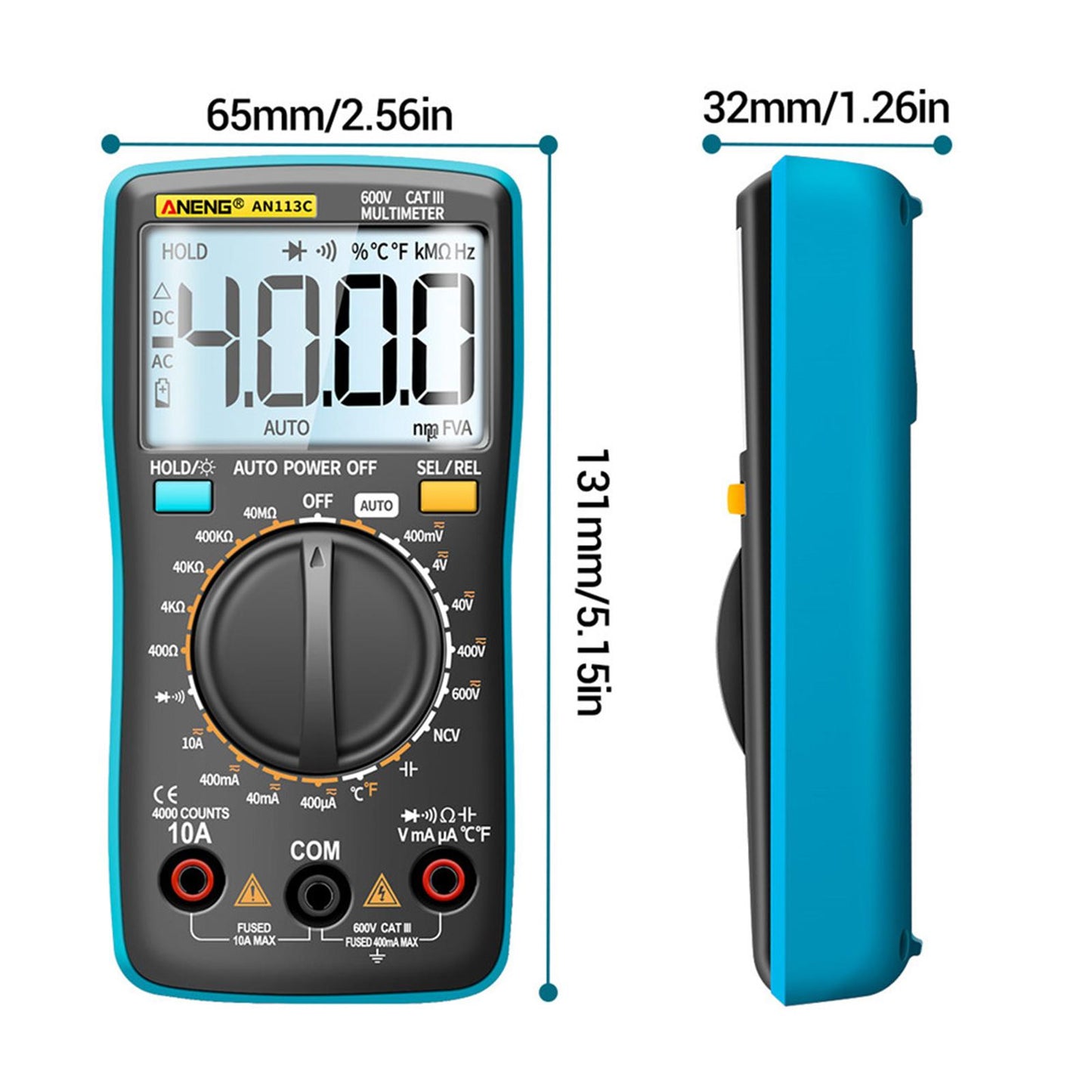 LCD Backlit Digital Multimeter Voltmeter Real-Time Volt Meter Blue