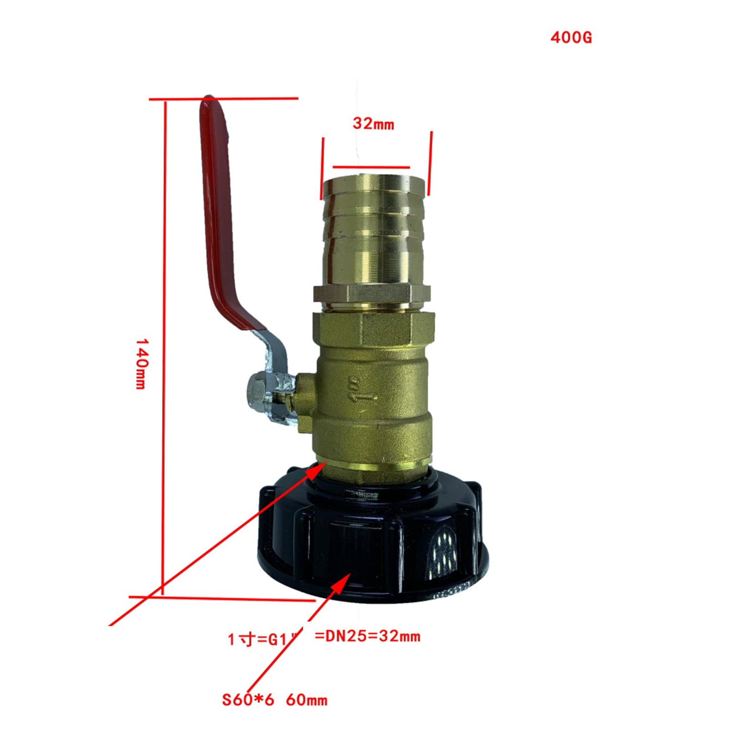 Durable IBC Tote Adapter Garden Tap Ball Valve Joint Faucet Accessories 32mm