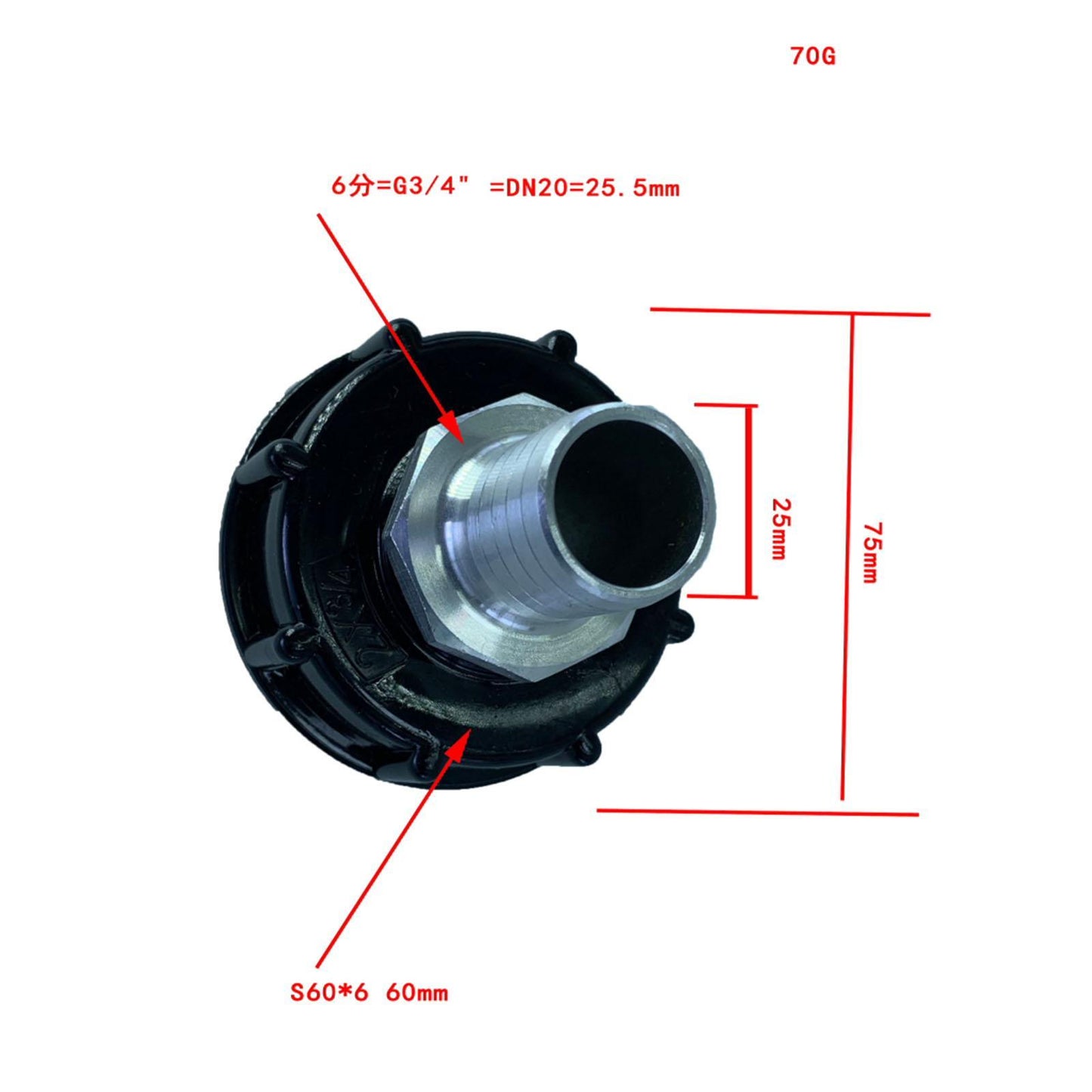 IBC Tank Adapter Coarse Thread S60x6 Water Connector Hose Parts DN25