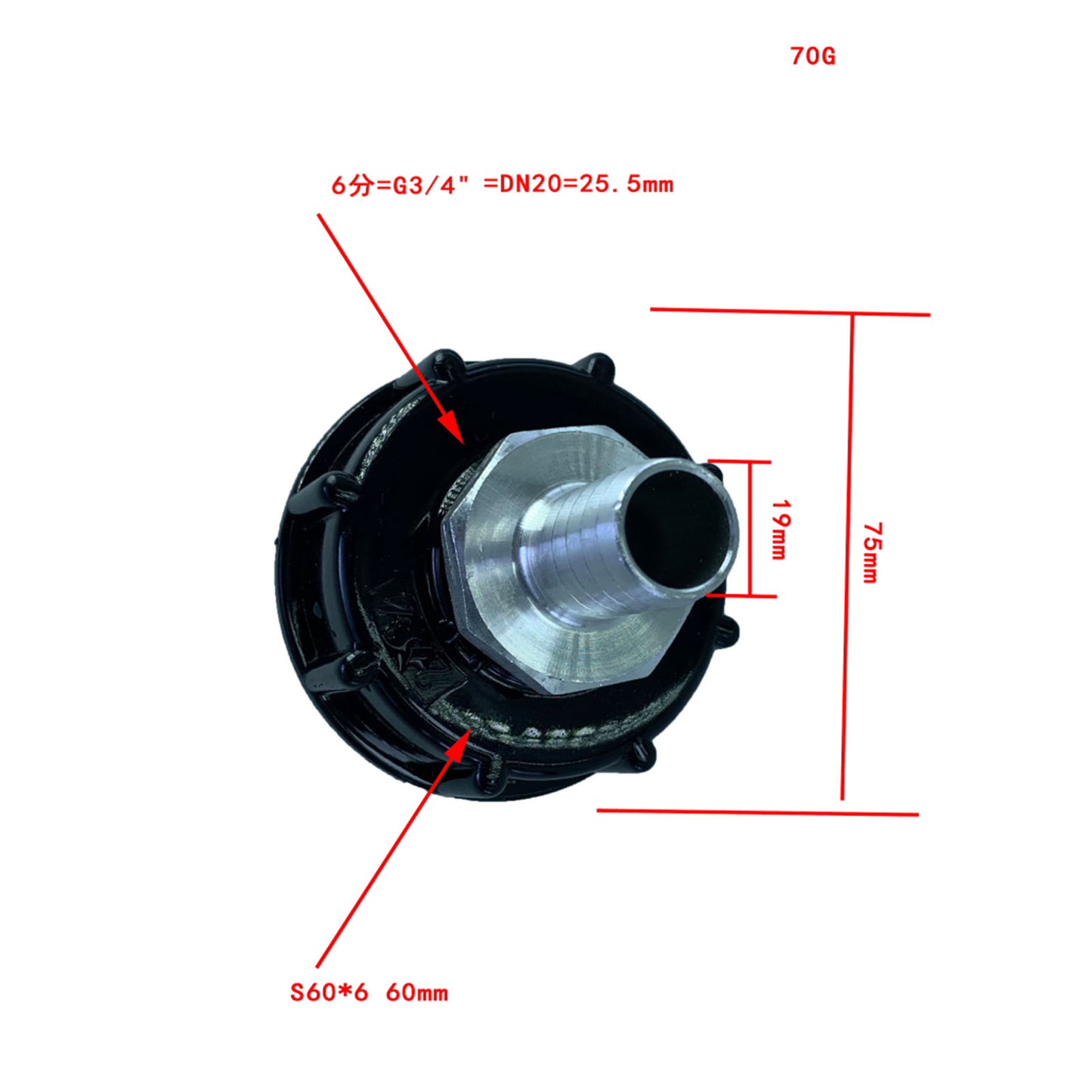 IBC Tank Adapter Coarse Thread S60x6 Water Connector Hose Parts DN 20