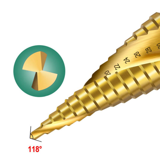 Spiral Step Drill Bits Set Titanium Coated Drill Cone Bits Sheet Metal