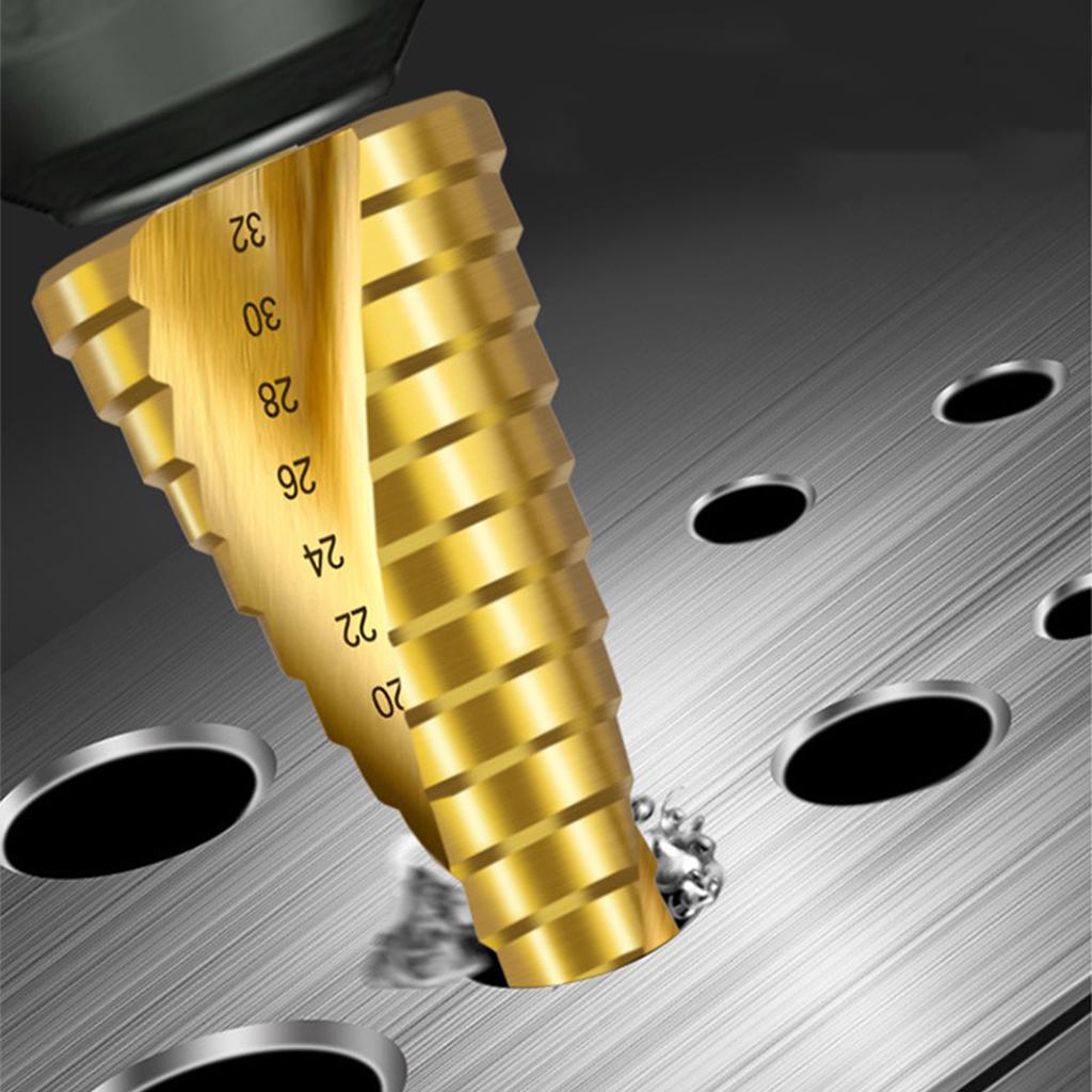 Spiral Step Drill Bits Set Titanium Coated Drill Cone Bits Sheet Metal