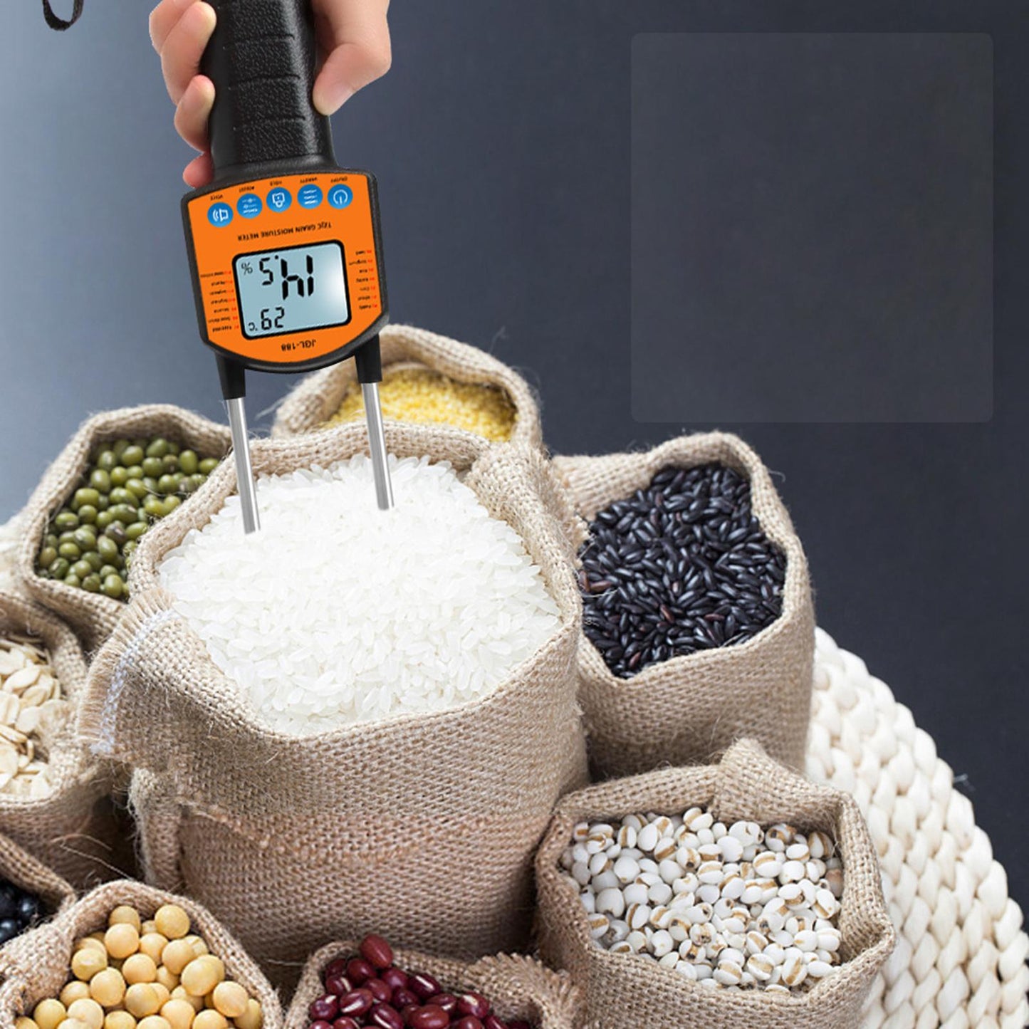 Handheld Portable Digital Grain Moisture Meter for Rice Bean Easy to Read