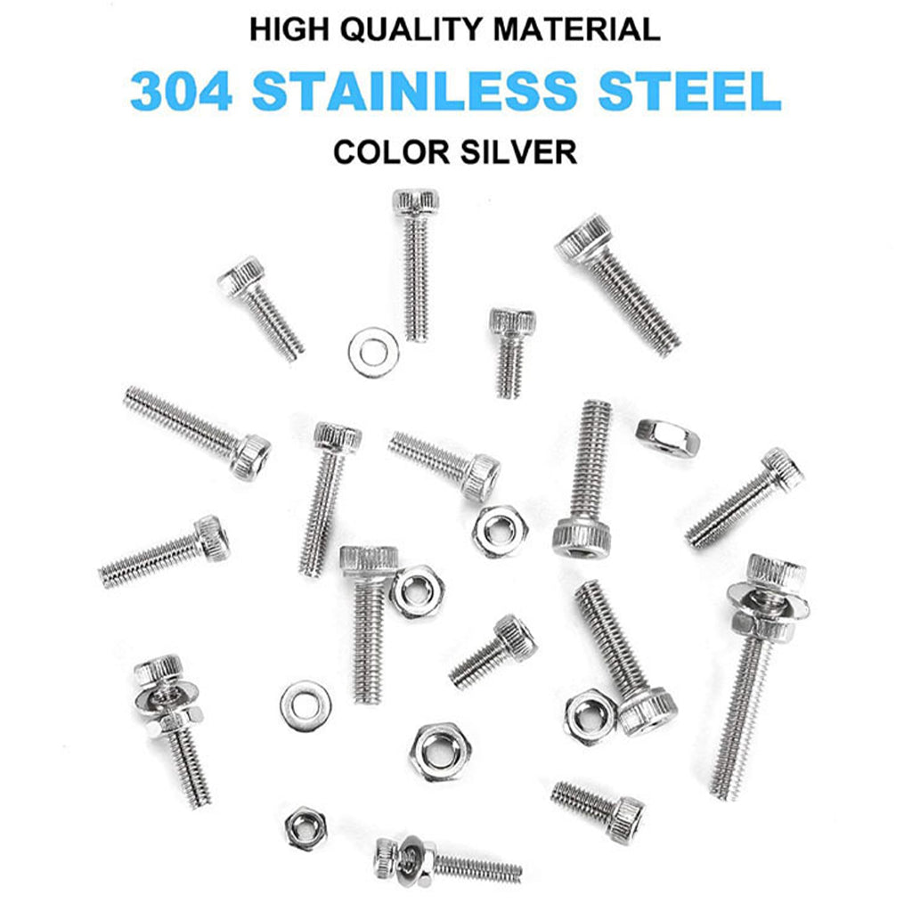 1120xStainless Steel Screws Bolts and Nuts Assortment M2 M2.5 M3 M4 Hex Head