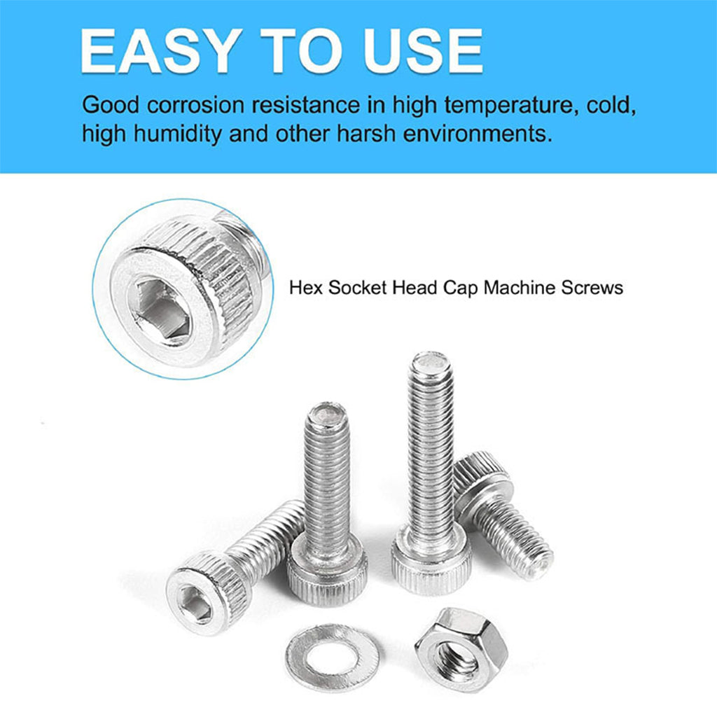 1120xStainless Steel Screws Bolts and Nuts Assortment M2 M2.5 M3 M4 Hex Head