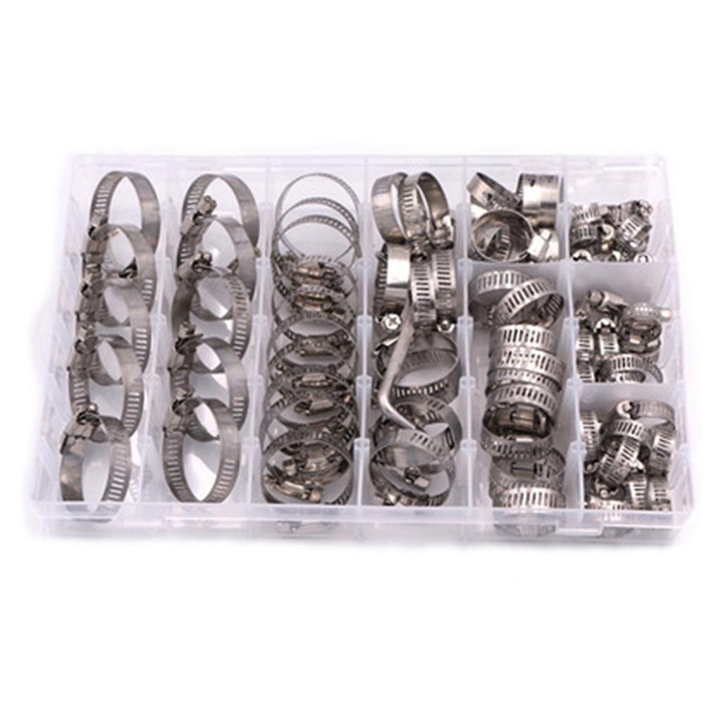 Adjustable Hose Clamps 8 Sizes Pack of 90 Set Easy to Install Oil Pipes