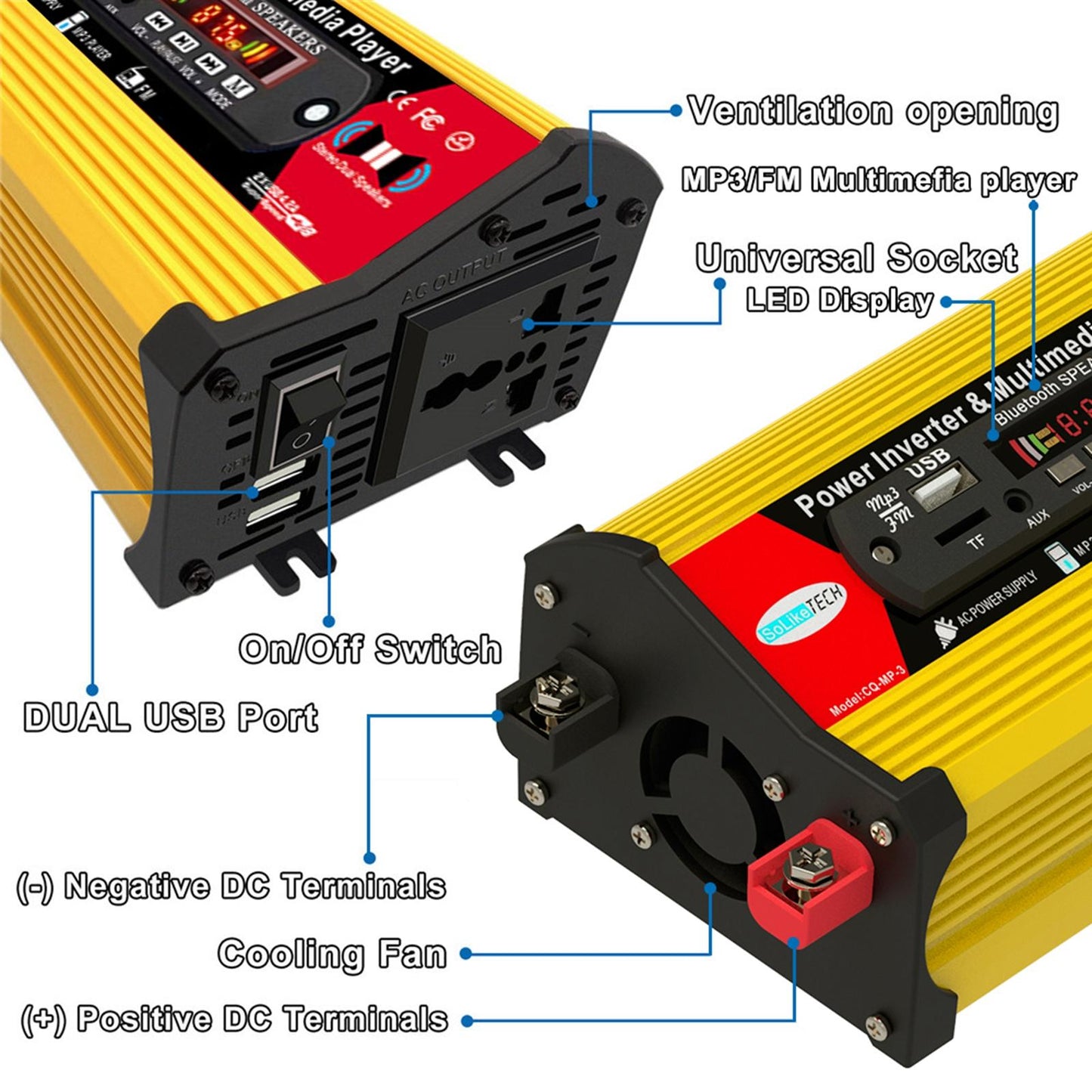 4000w Power Inverter Car Inverter and LCD Display for Automotive Truck Home 110 V