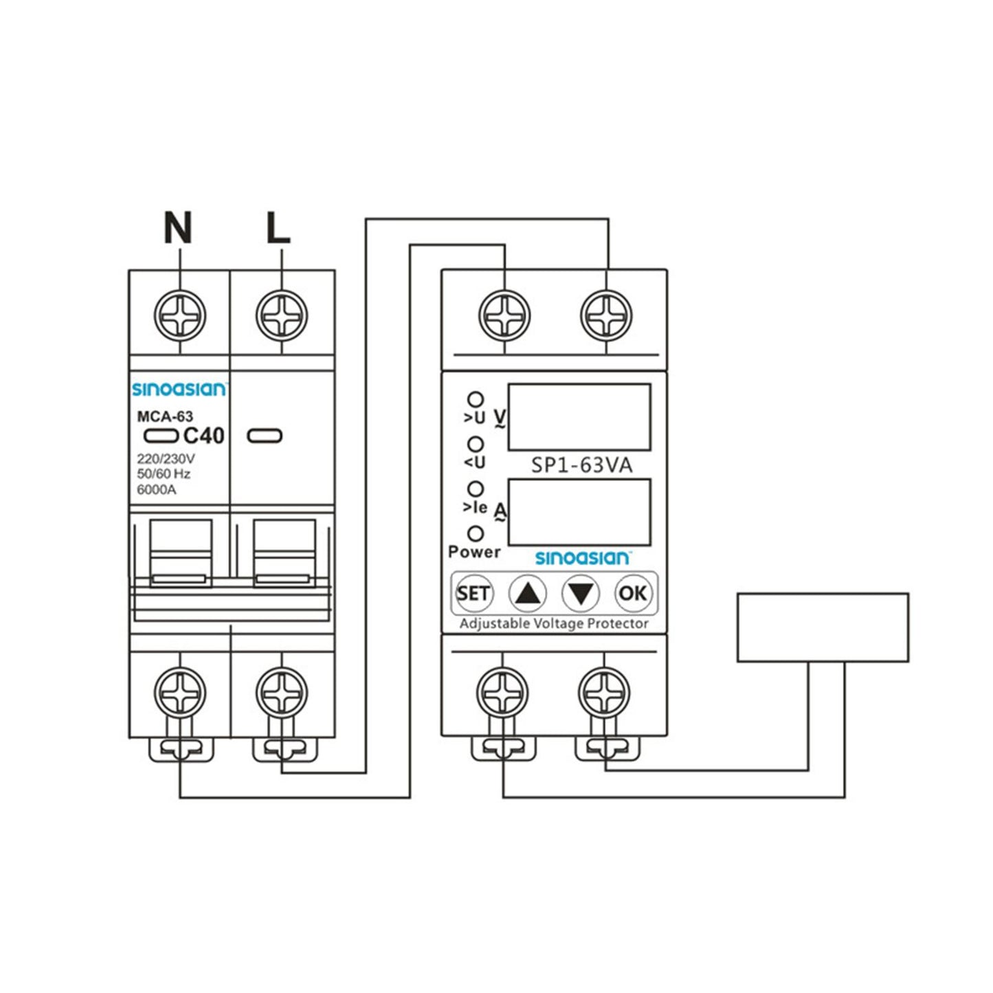 Over Current Protection Adjustable Protective Device Rail Power 1A-40A