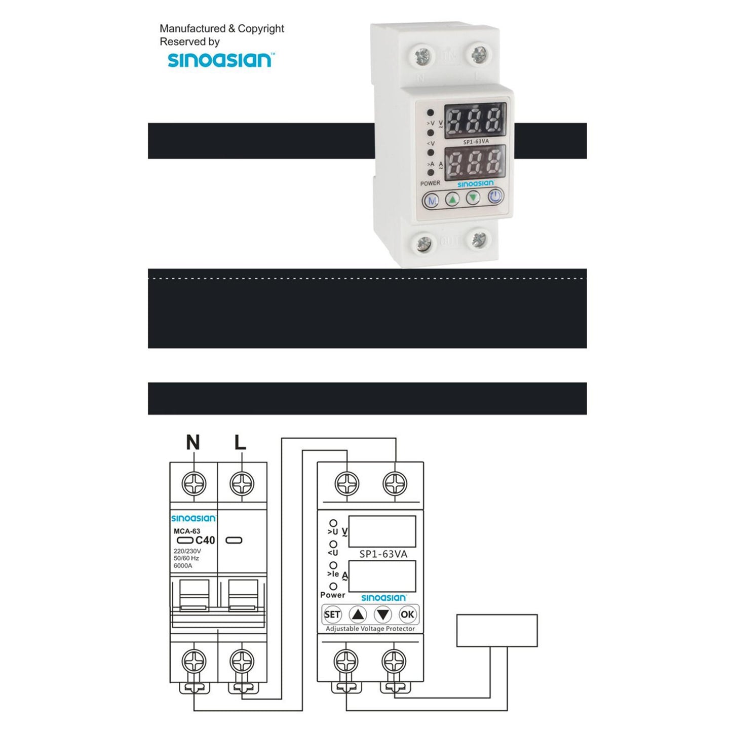 Over Current Protection Adjustable Protective Device Rail Power 1A-63A