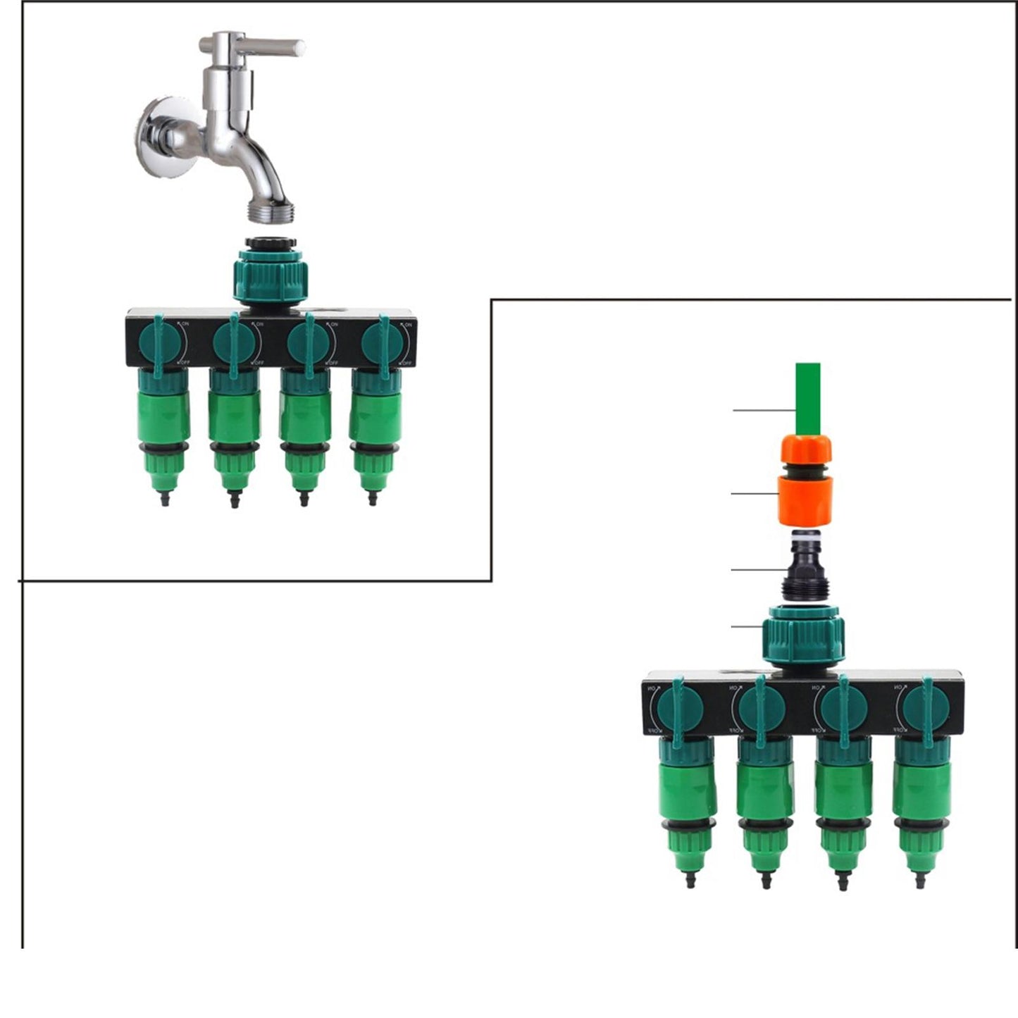 Garden Hose Splitter 4 Way Garden Tap Leakproof Home Gardening Outdoor Parts 2inch