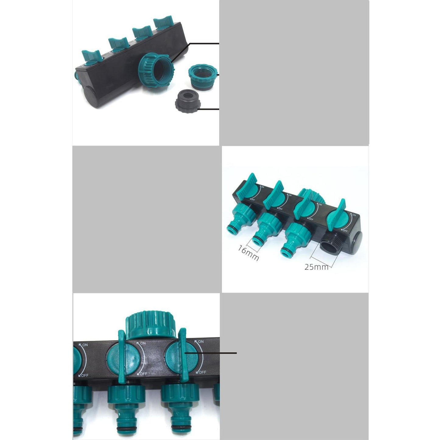 Garden Hose Splitter 4 Way Garden Tap Leakproof Home Gardening Outdoor Parts 2inch Male Thread