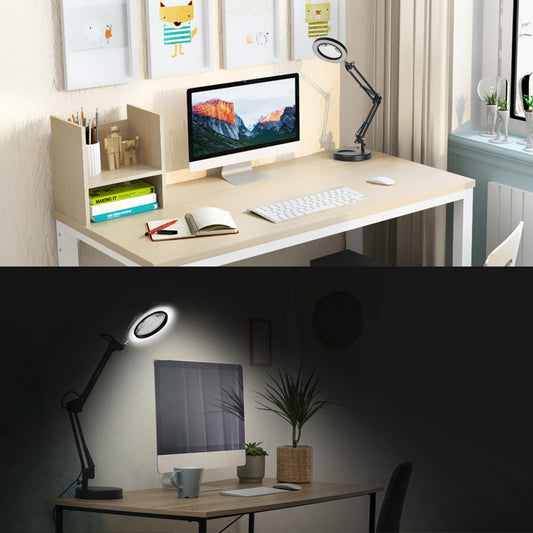 LED Lamp Soldering Iron Stand Lens Magnifier Helping Hand Clamp Magnifying Clip Base