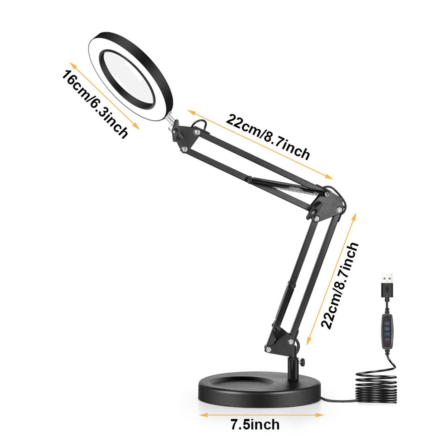 LED Lamp Soldering Iron Stand Lens Magnifier Helping Hand Clamp Magnifying Round Base